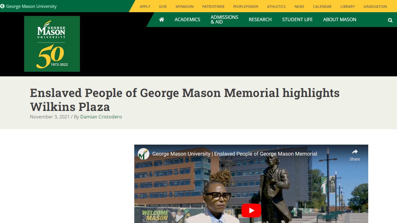 Enslaved People of George Mason Memorial highlights ...