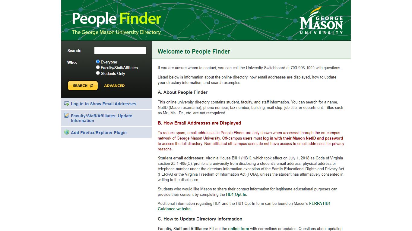 People Finder | Mason A to Z | George Mason University